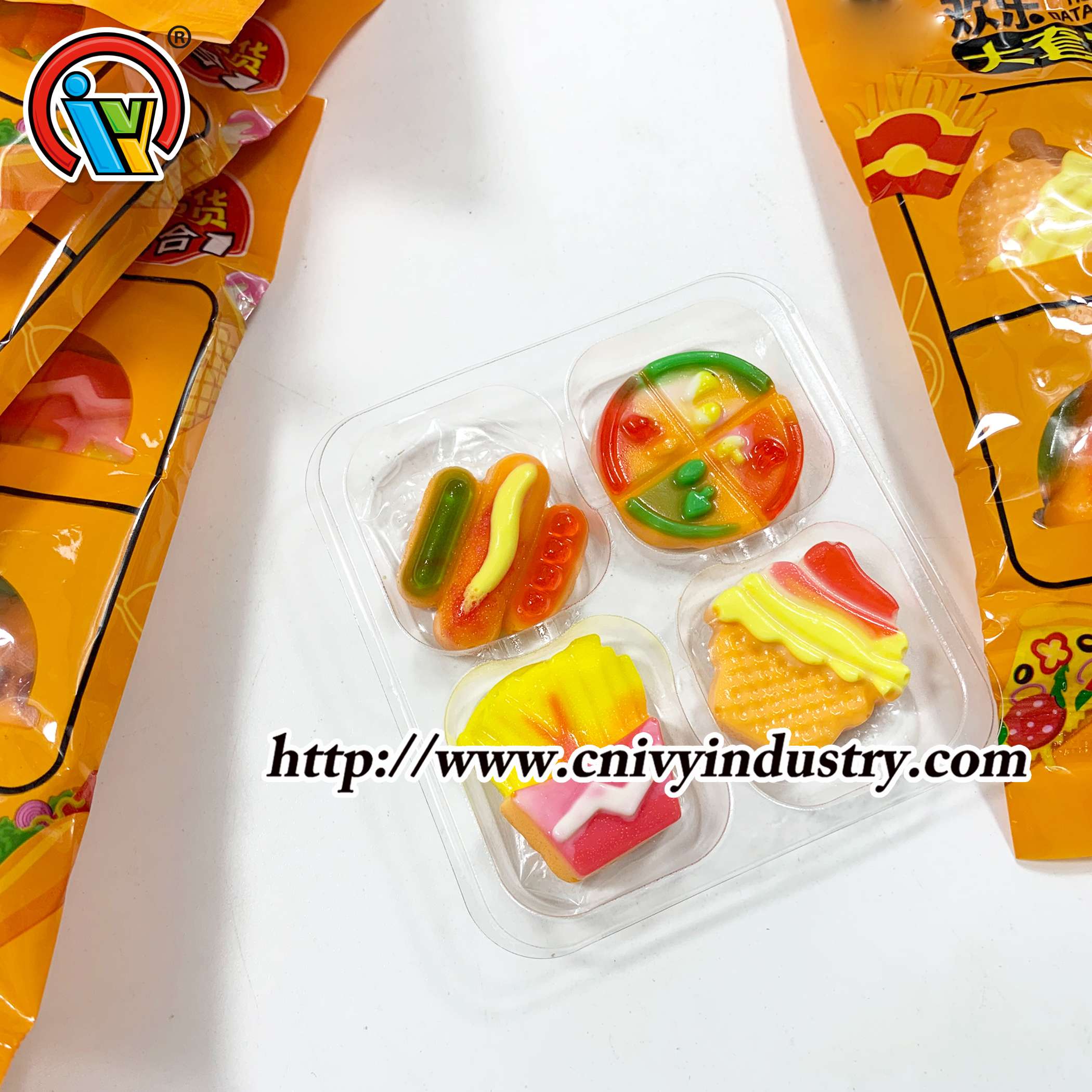 halal burger hot dog pizza crème glacée forme bonbon gélifié sucré