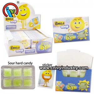bonbons durs aigre-doux avec autocollant
