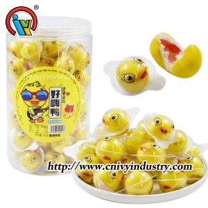 Bonbons bubble gum remplis de confiture liquide