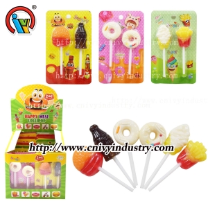 Bonbons sucettes halal 2 en 1 en forme de restauration rapide