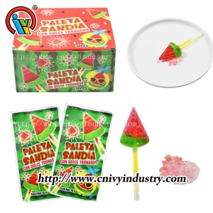 Bonbon sucette lumineux aux fruits et à la pastèque avec des bonbons pétillants